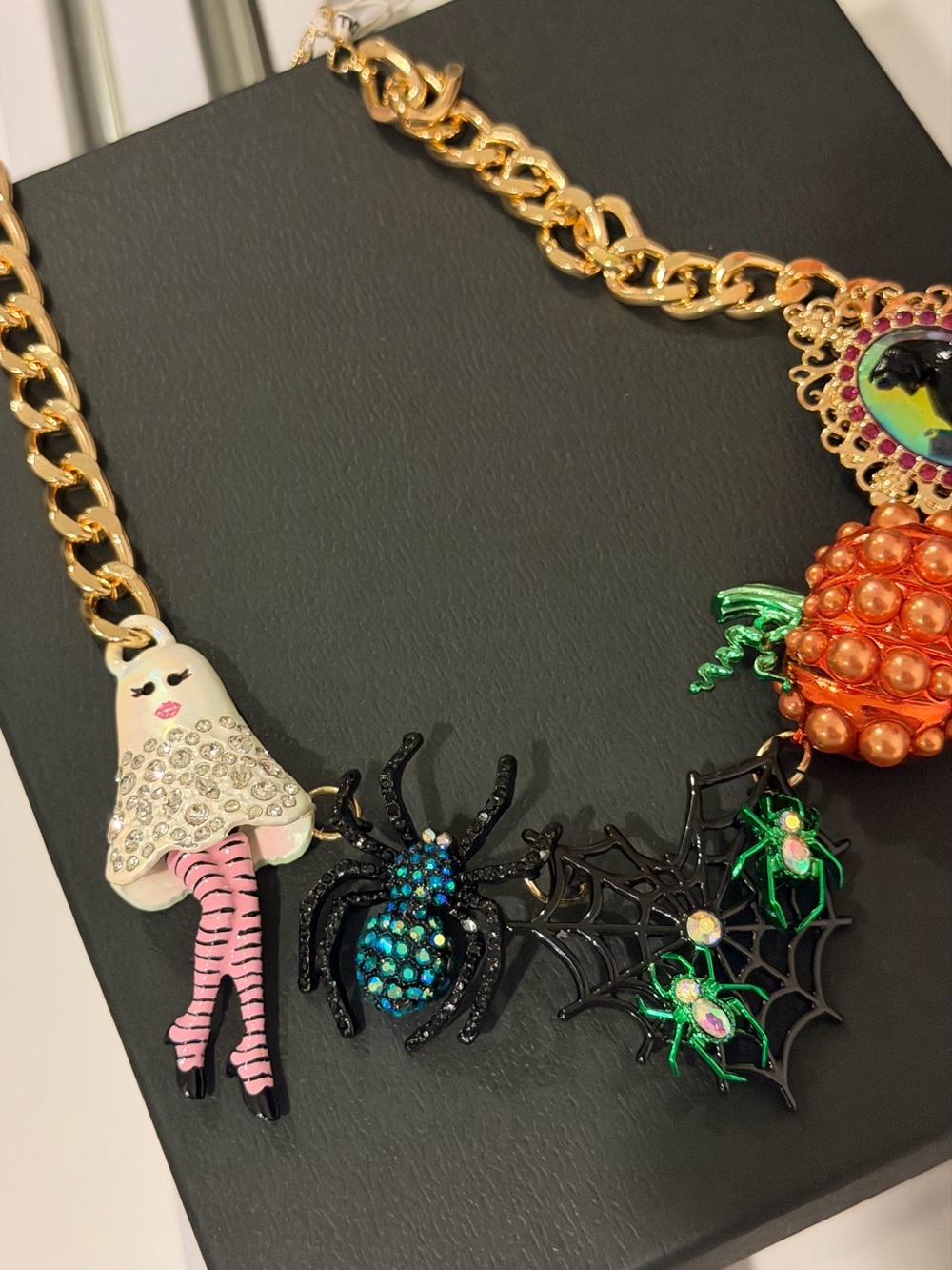 Betsey Johnson Halloween Collar Statement Necklace ghost girl Spider Cat Snake - Picture 12 of 12